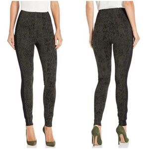 Lysse Laura Ponte Knit Ankle Leggings Olive Snake Print Size L